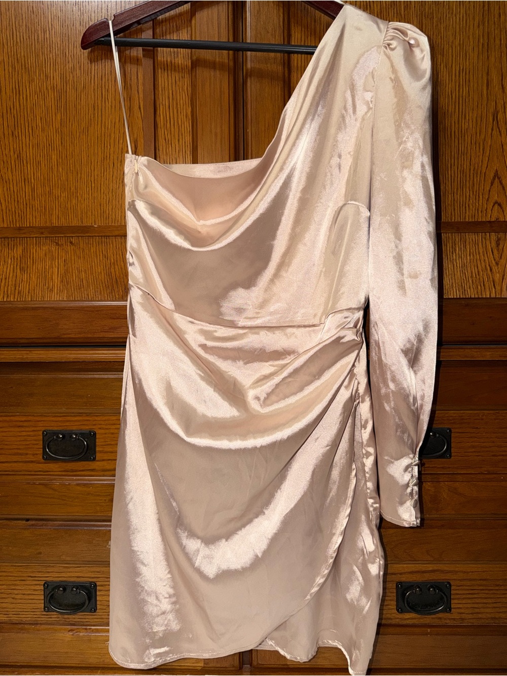 NWT Altar'd State One-Shoulder Champagne Liquid Satin Mini Dress D2157 HOCO